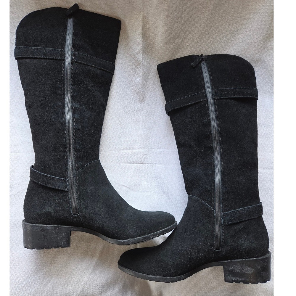 Cole Haan Indiana Womens Black Suede Waterproof Tall Riding Boots D42391 10.5 B - Picture 2 of 9